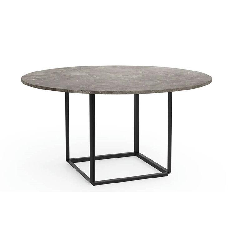 Elegant New Works Florence Spisebord Ø145 i Marmor og Sort Ramme