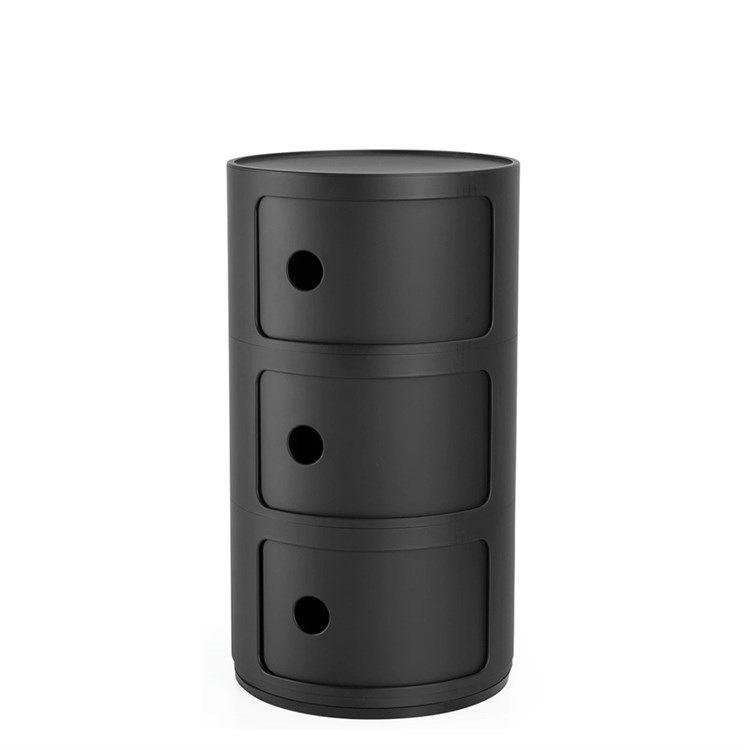 Kartell Componibili Bord - Mat Sort, 3 Rum, H59 cm