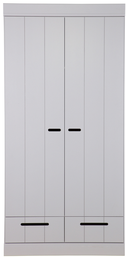 Connect Klædeskab 2 Låger Og 2 Skuffer Grå H195x53x94 Cm Fyrretræ  8714713054442