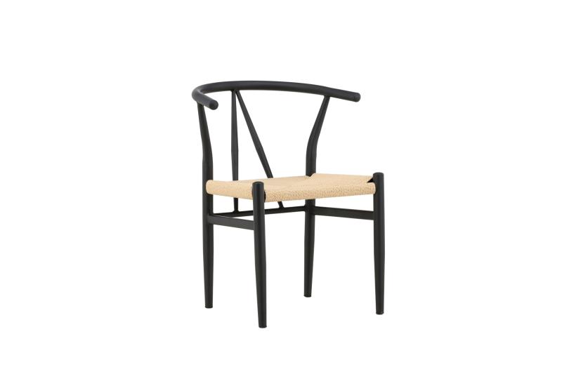 Venture Design Alfons Spisebordsstol M Armlæn - Beige Rattan Og Sort Stål  7340220822857