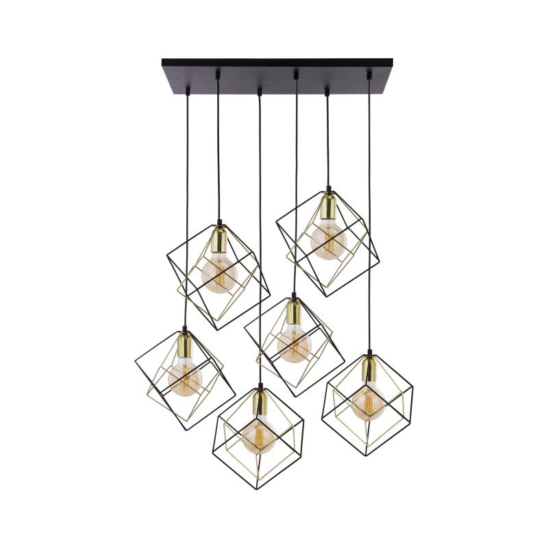 Tk Alambre Loftslampe M 6 Skærme - Guld Og Sort Stål  5901780527792