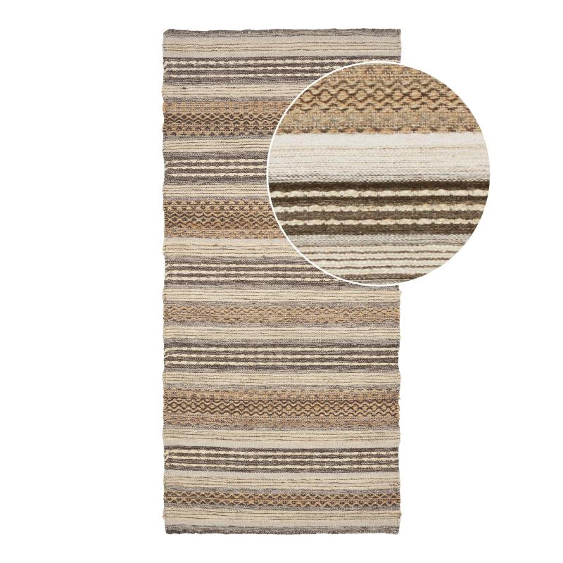 House Nordic Morena Løber Gulvtæppe Håndvævet Rektangulær - Naturgrå Jute Og Uld 80x180  5713917030736