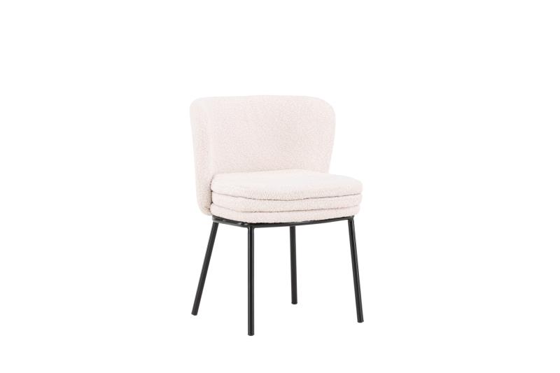 Venture Design Agnes Spisebordsstol - Hvid Boucl? Stof Og Sort Stål  7340220823649
