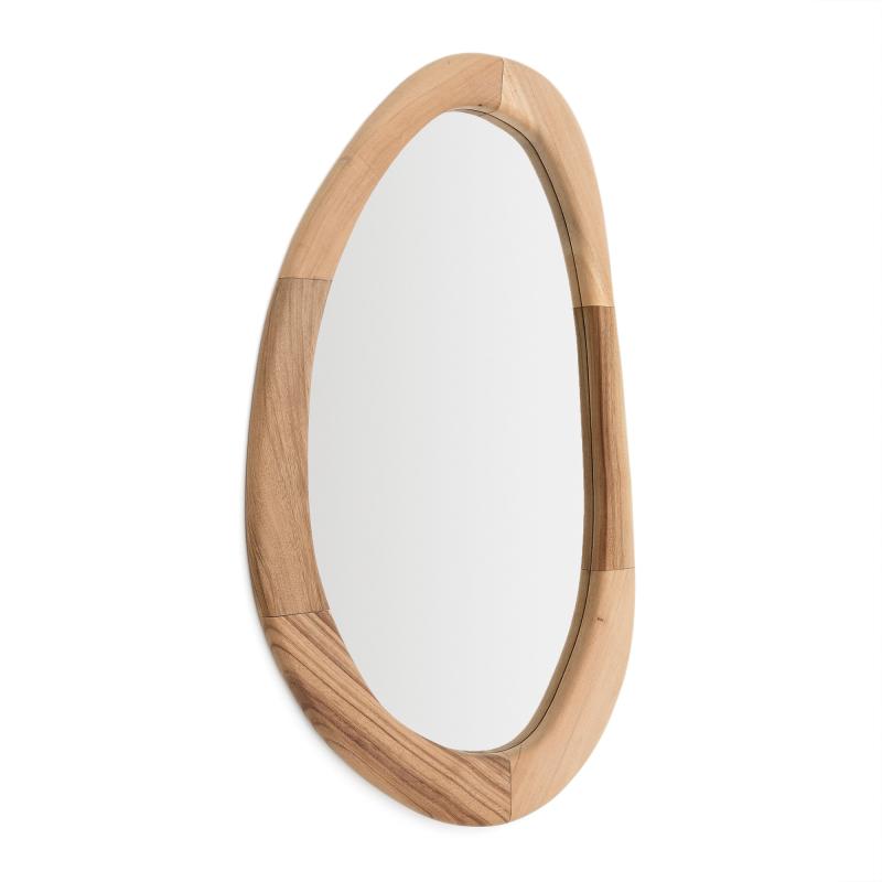 Kave Home Selem Vægspejl Organisk - Spejlglas Og Natur Mungur Træ 60x107  8433840894959