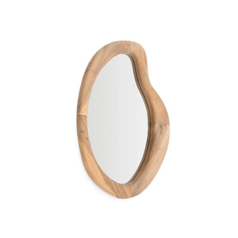 Kave Home Selem Vægspejl Organisk - Spejlglas Og Natur Mungur Træ 68x44  8433840894881