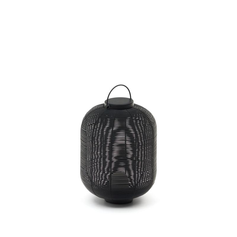 Kave Home Saranella Bærbar Bordlampe Genopladelig M Usb Kabel Rund - Sort Polyrattan Og Metal  8433840834832