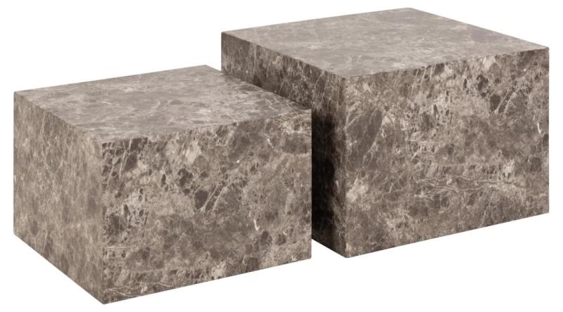 Act Nordic Dice Sofabord Kvadratisk - Lysebrun Emperador Ru Papir Sæt Af 2  5713941346735