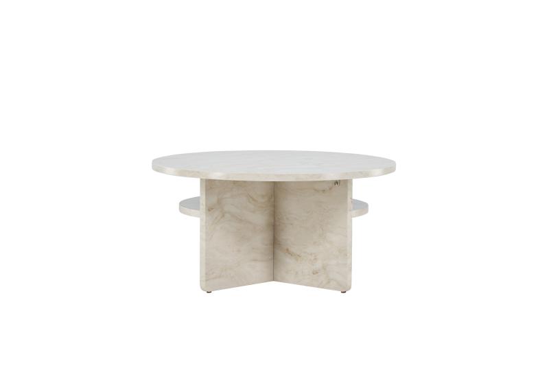 Venture Design ålesund Sofabord M Hylde Rund - Beige Marmor Look Mdf ø85  7340220802606