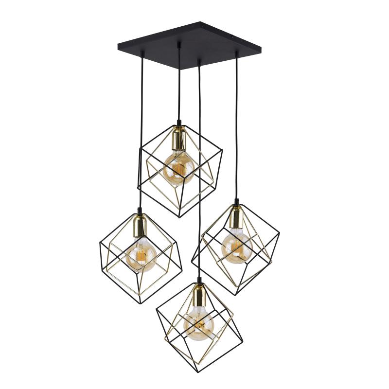 Tk Alambre Loftslampe M 4 Skærme - Guld Og Sort Stål  5901780527785