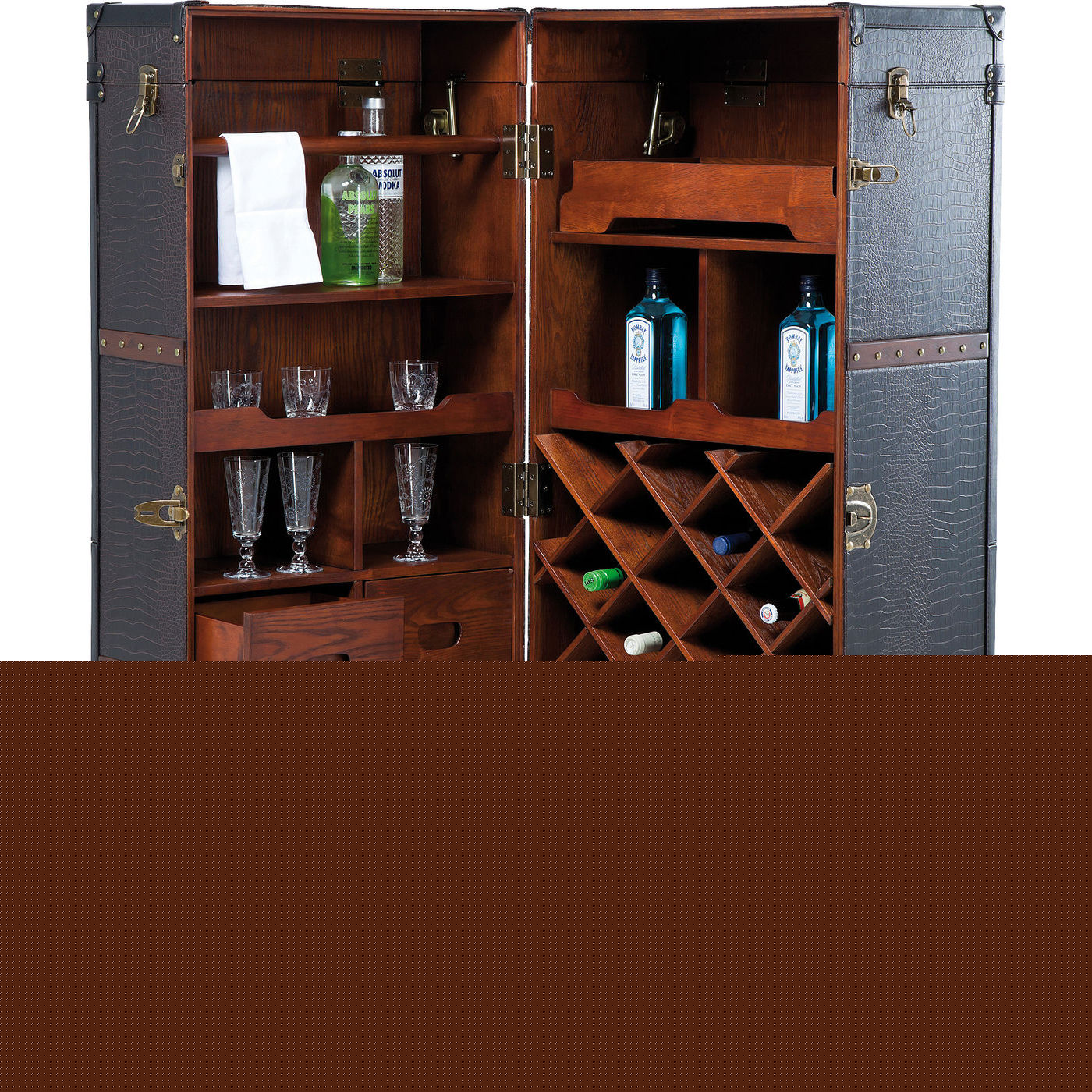 Kare Design Colonial Barskab - Brunt Stof M Skuffer  4025621739333