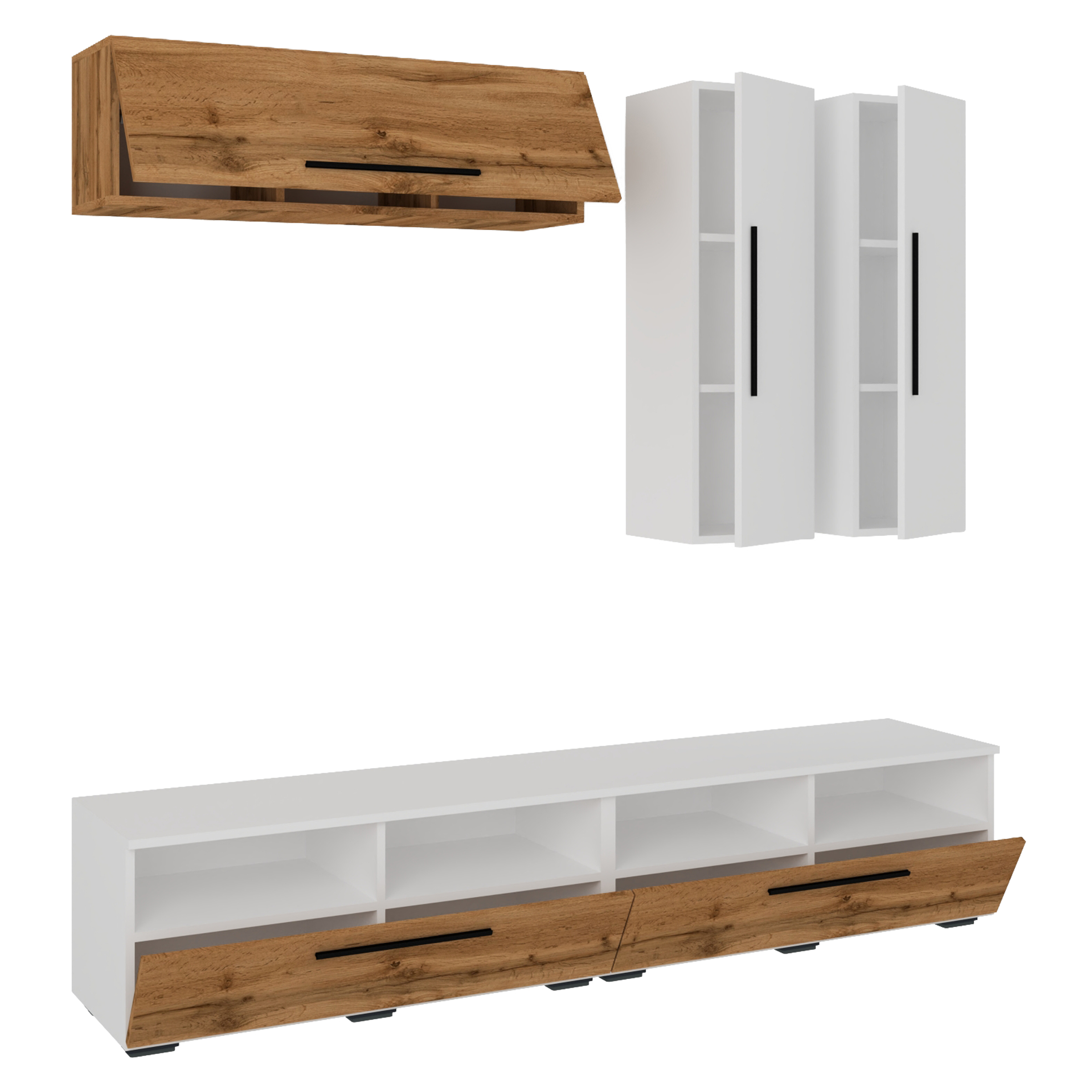 Vcm Nordic Arila Xl 5-tlg Reolsystem M 5 Låger 17 Rum 8 Hylder - Hvid Og Natur Træ  4051814425332