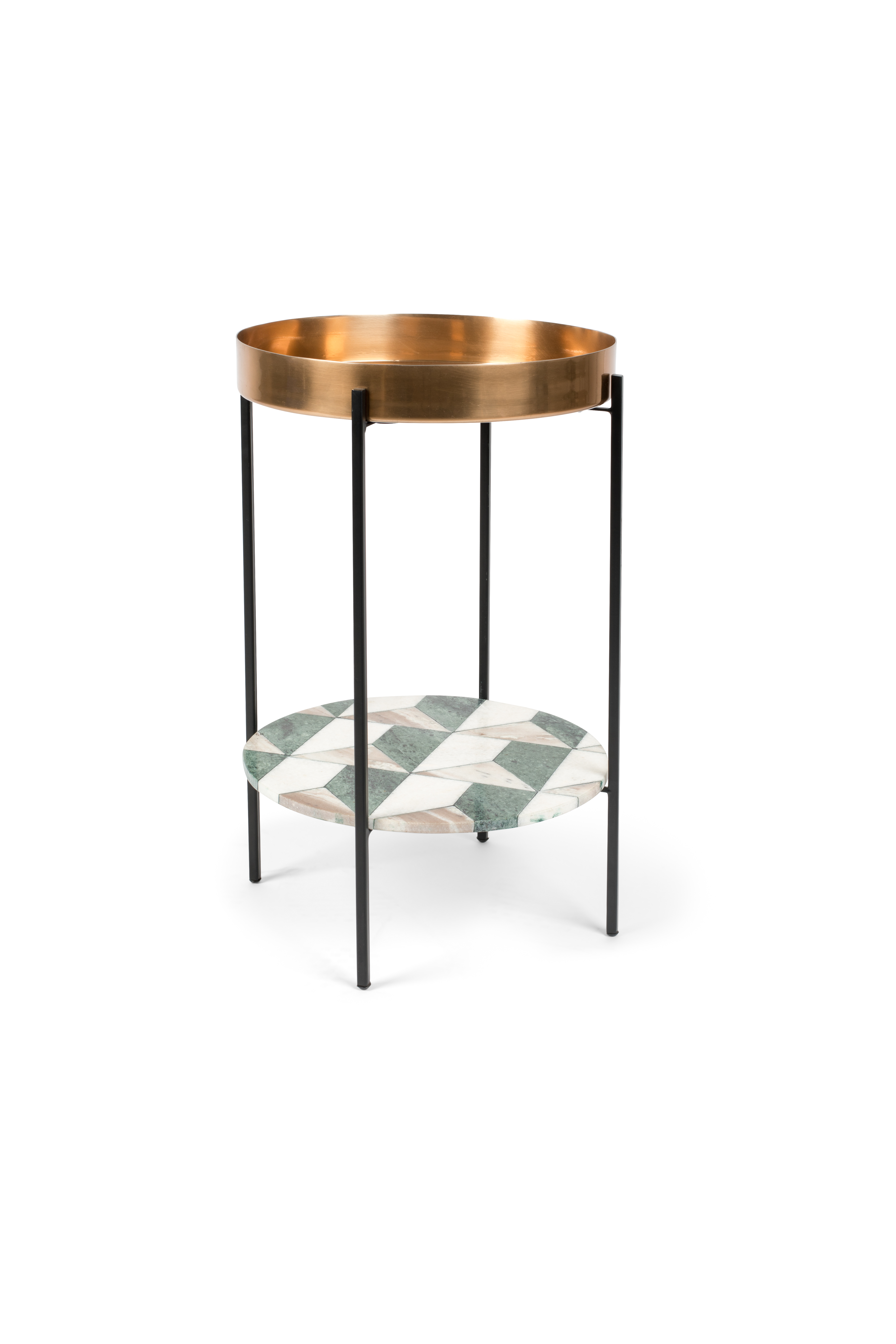 Bold Monkey Another Marble Sidebord M 1 Hylde Rund - Bronze Aluminium Marmor Og Sort Jern ø37  8718548045576