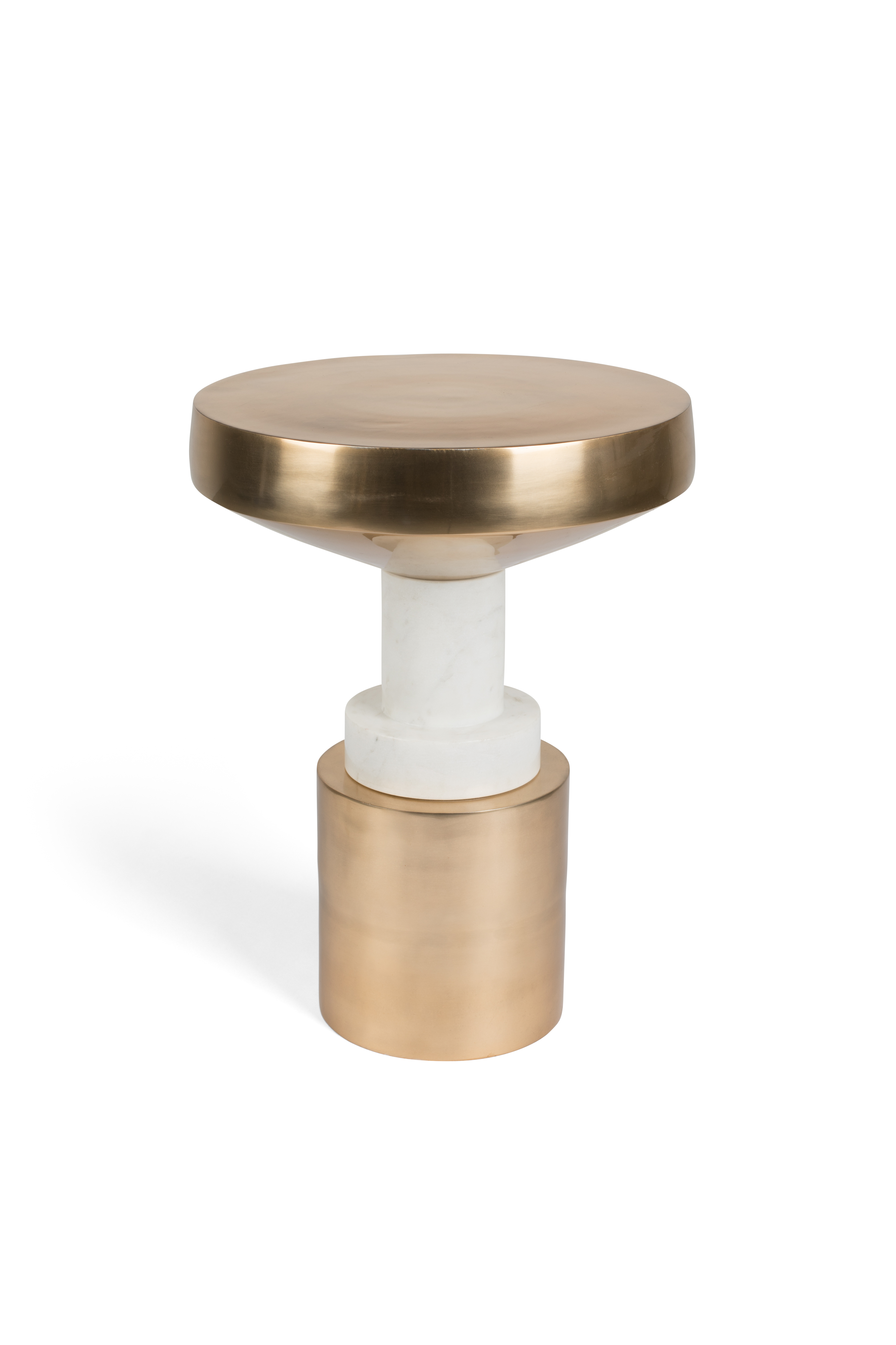 Bold Monkey Chunky Footed Sidebord Rund - Guld Aluminium Og Marmor ø37  8718548046795