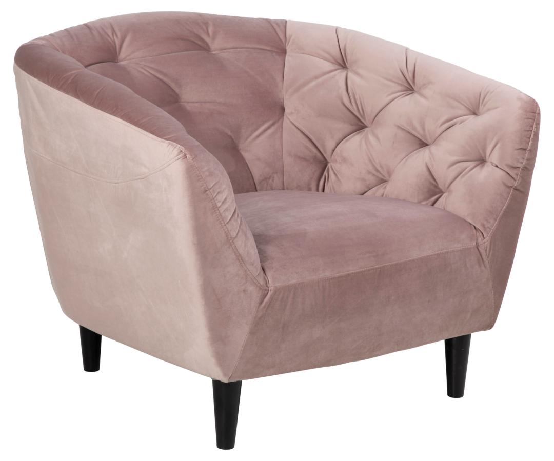 Act Nordic Ria Lænestol M Armlæn Og Indsyninger - Dusty Rose Stof Og Sort Gummitræ  5713941012234