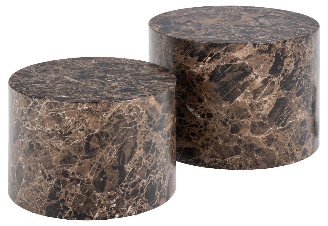 Act Nordic Dice Sofabord Rund - Brun Marmor Delhi Ru Papir ø58 Sæt Med 2  5713941296436