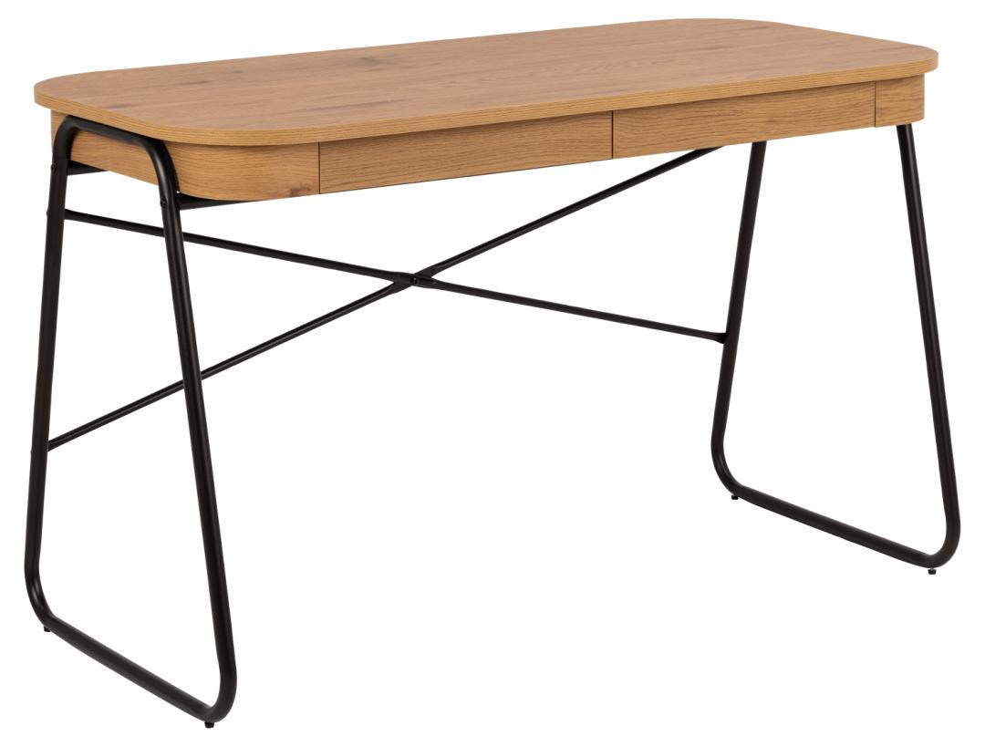 Act Nordic Blueton Skrivebord M 2 Skuffer - Mat Vild Eg Ru Papir Og Sort Stål 120x60  5713941325969