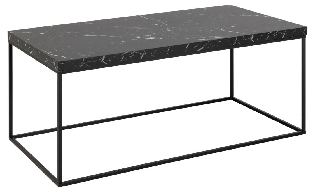 Act Nordic Barossa Sofabord Rektangulær - Sort Marmor Marquina Ru Melamin Og Sort Stål 110x55  5713941344755