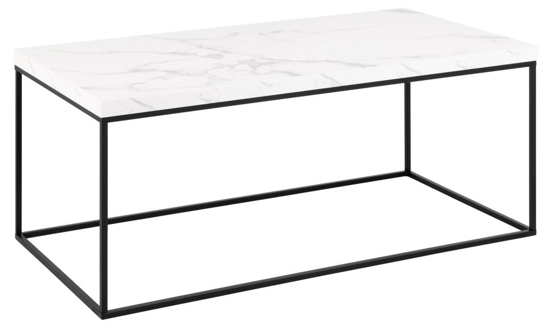 Act Nordic Barossa Sofabord Rektangulær - Hvid Marmor Carrara Ru Melamin Og Sort Stål 110x55  5713941344762