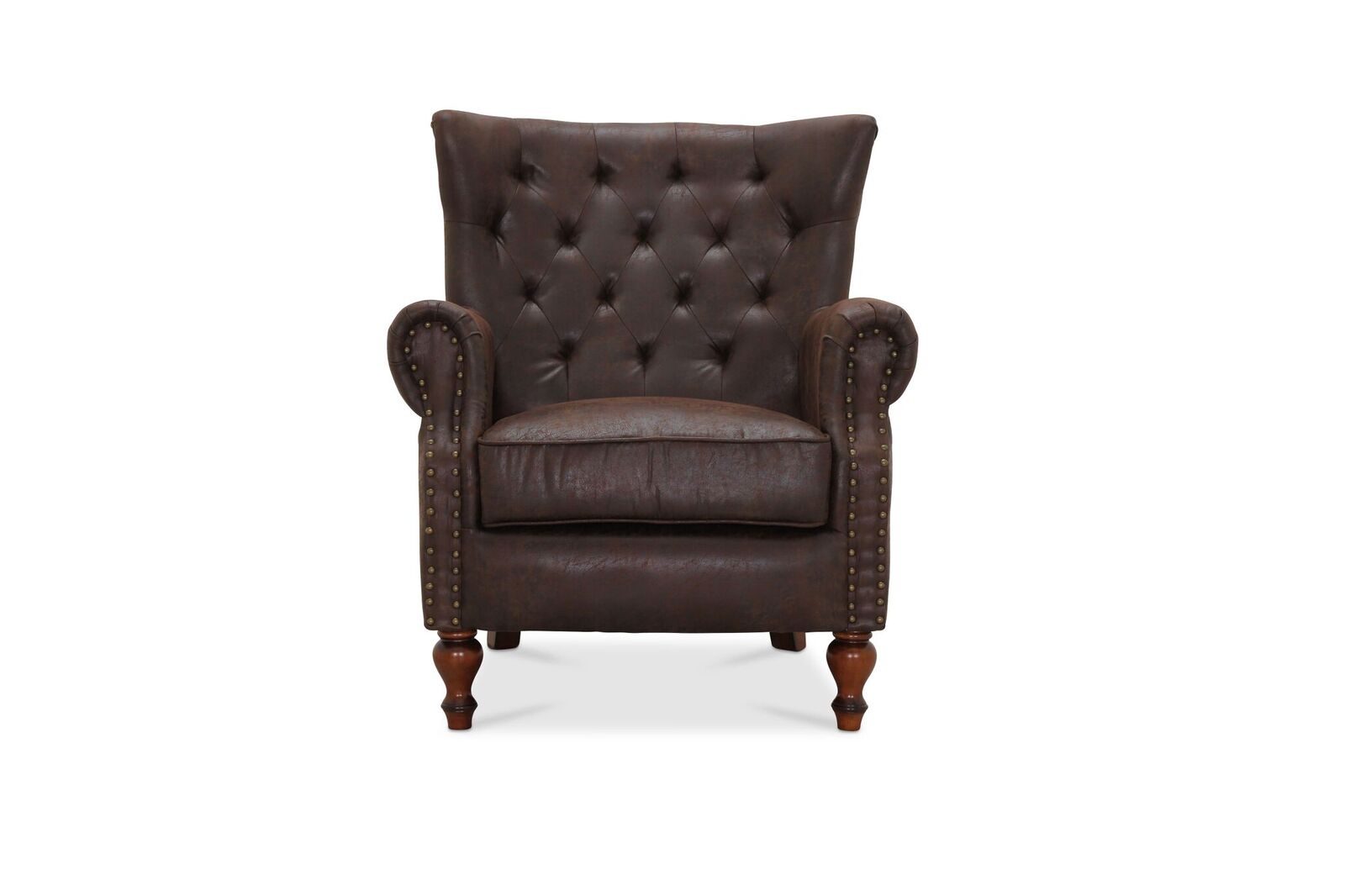 Haga London Chesterfield Lænestol - Brun Læder Pu