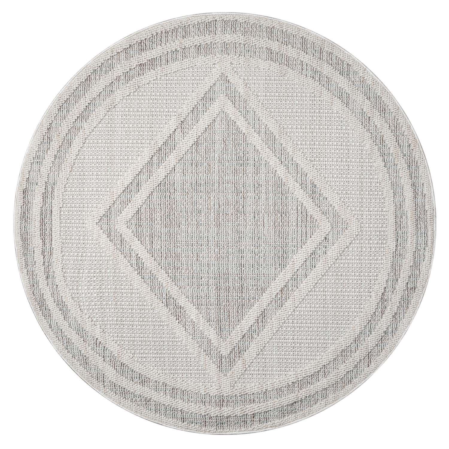 Tæppe Lindo 8853 Grå Grøn 120x120cm Rund  4262420642604