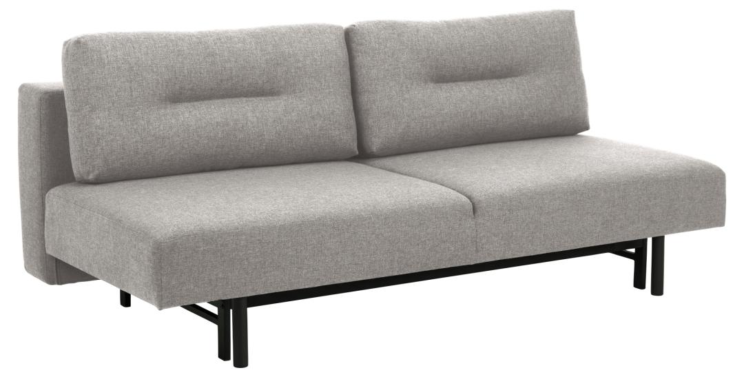 Act Nordic Malling Sovesofa M Udtræksseng Og 2 Puder - Lysegrå Stof Og Sort Stål  5713941283986