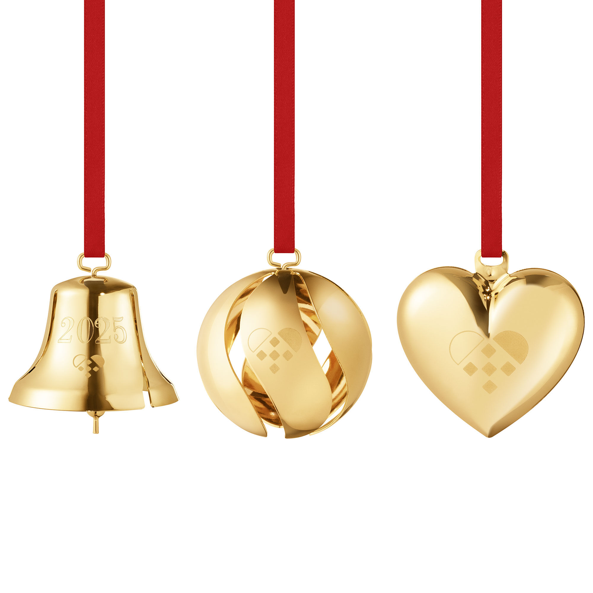 Georg Jensen Cc 2025 Julepynt Gavesæt 3 Dele 18k-guldbelagt  5713275263258