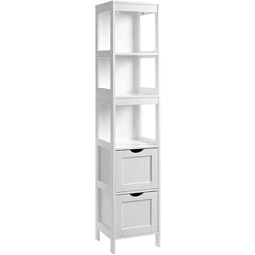 Vasagle Badeværelsesskab M 3 åbne Rum Og 2 Skuffer - Hvid Mdf  6955880340675