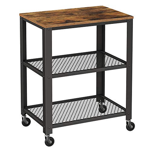Vasagle Rullevogn M 2 Hylder Og Hjul - Brun Spånplade Og Vintage Sort Stål 60x40  6955880334063