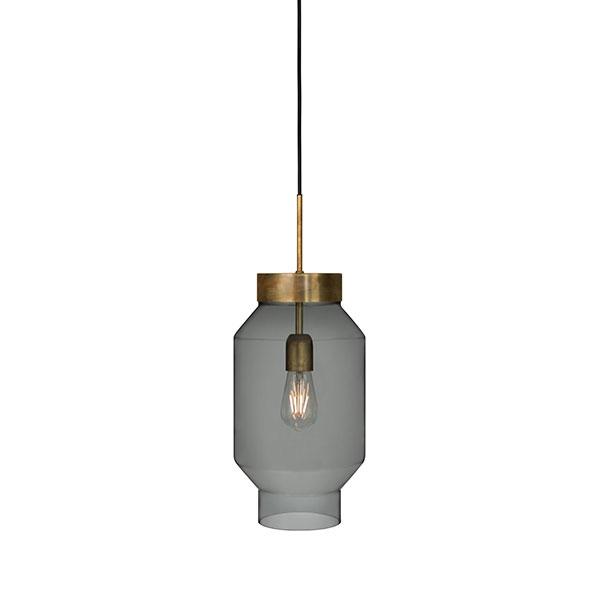 Konsthantverk Fenomen Stor Pendel - Røgfarvet Glas  Messing  7394072344074