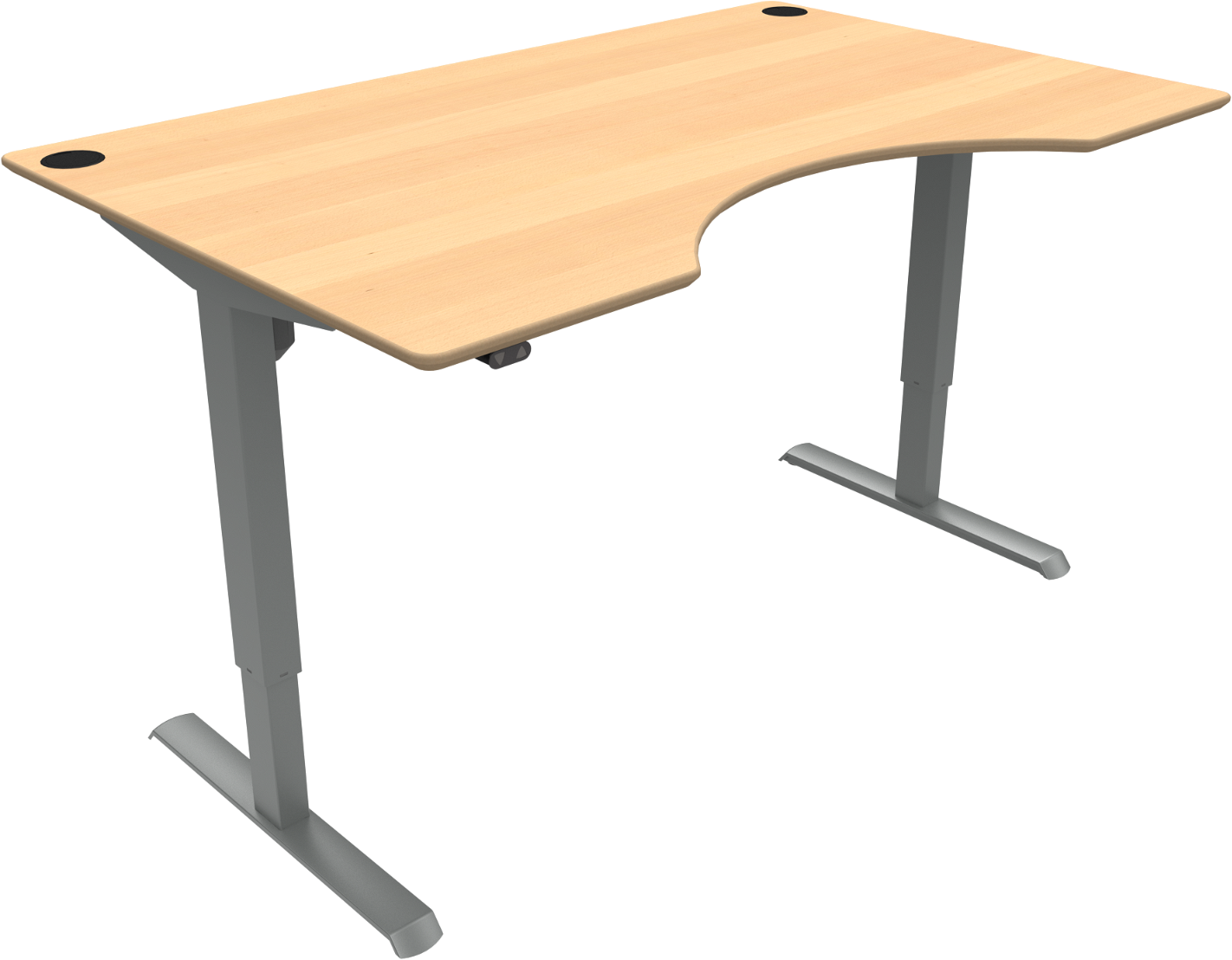 Adaptdesk To-bens Hæve-sænkebord Centerudskæring Natursølv H118x160x100 Cm Bøg  5704142142318|570414