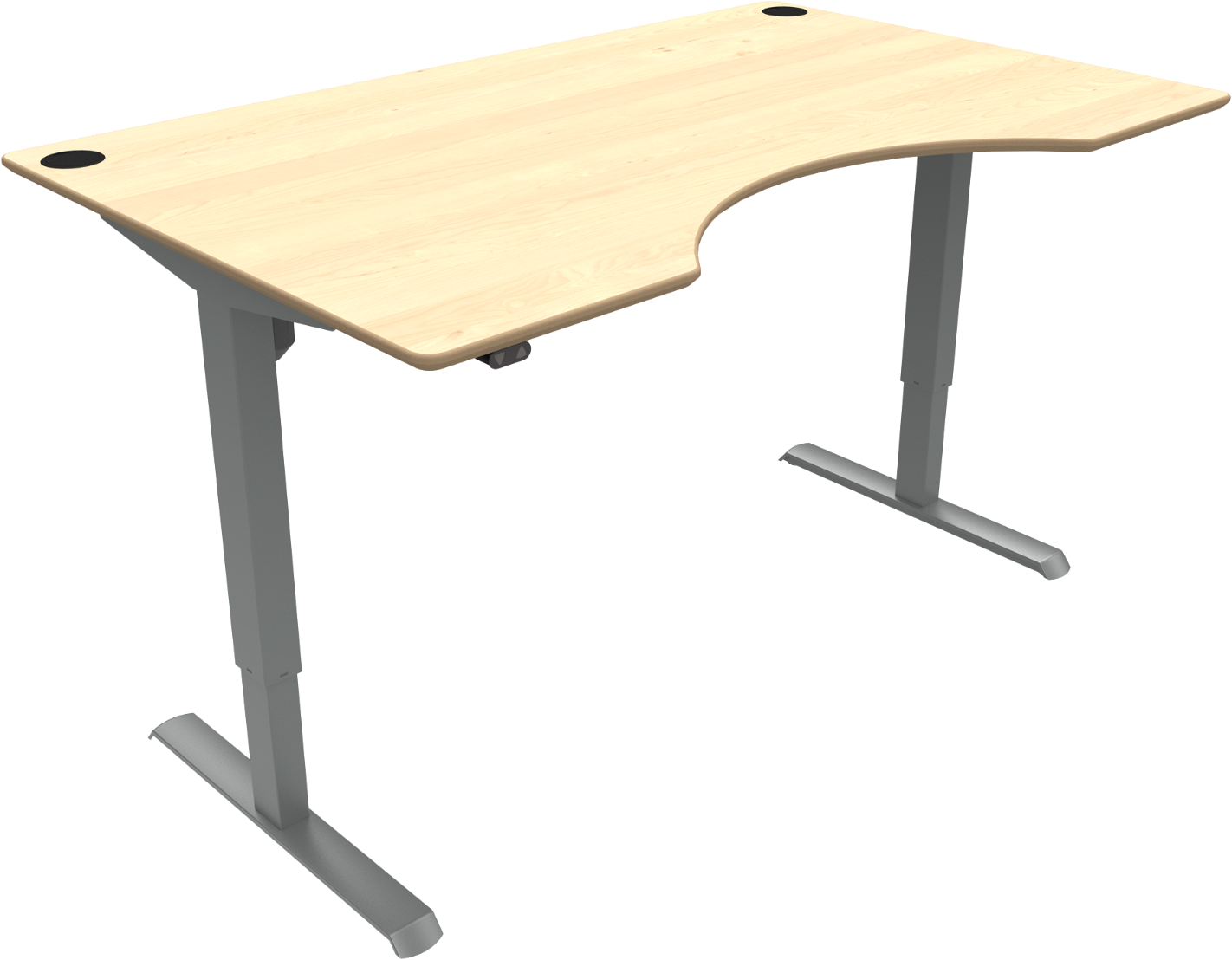 Adaptdesk To-bens Hæve-sænkebord Centerudskæring Natursølv H118x160x100 Cm Ahorn  5704142142318|570414