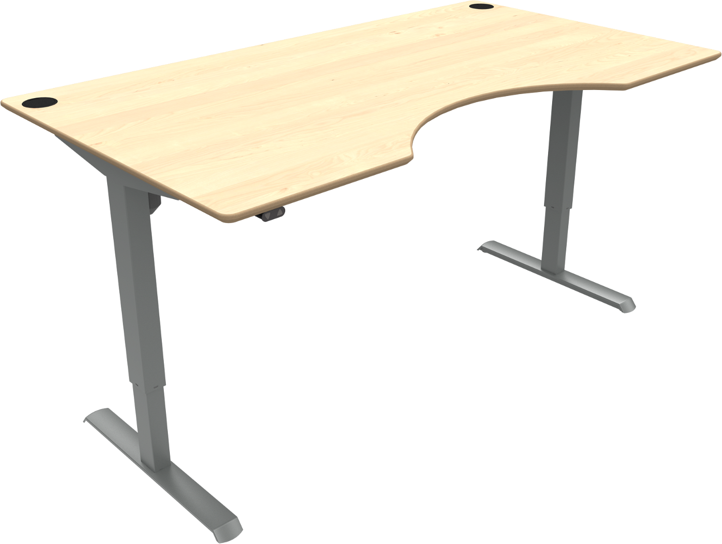 Adaptdesk To-bens Hæve-sænkebord Centerudskæring Natursølv H118x180x100 Cm Ahorn  5704142142318|570414