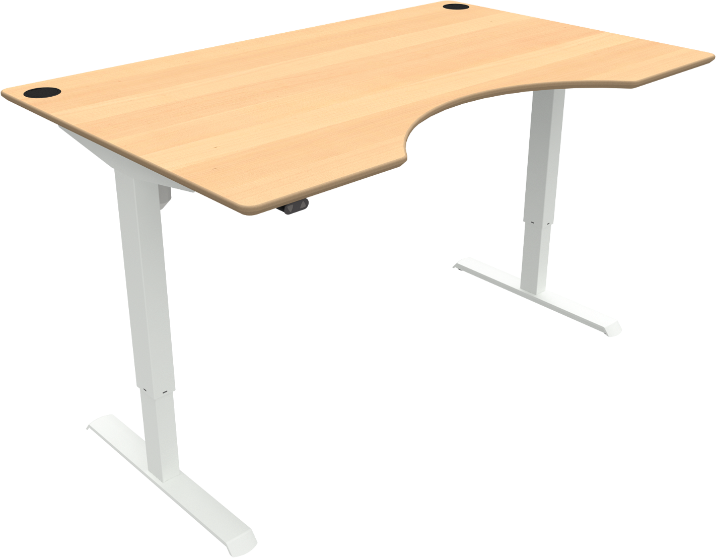 Adaptdesk To-bens Hæve-sænkebord Centerudskæring Naturhvid H118x160x100 Cm Bøg  5704142142325|570414