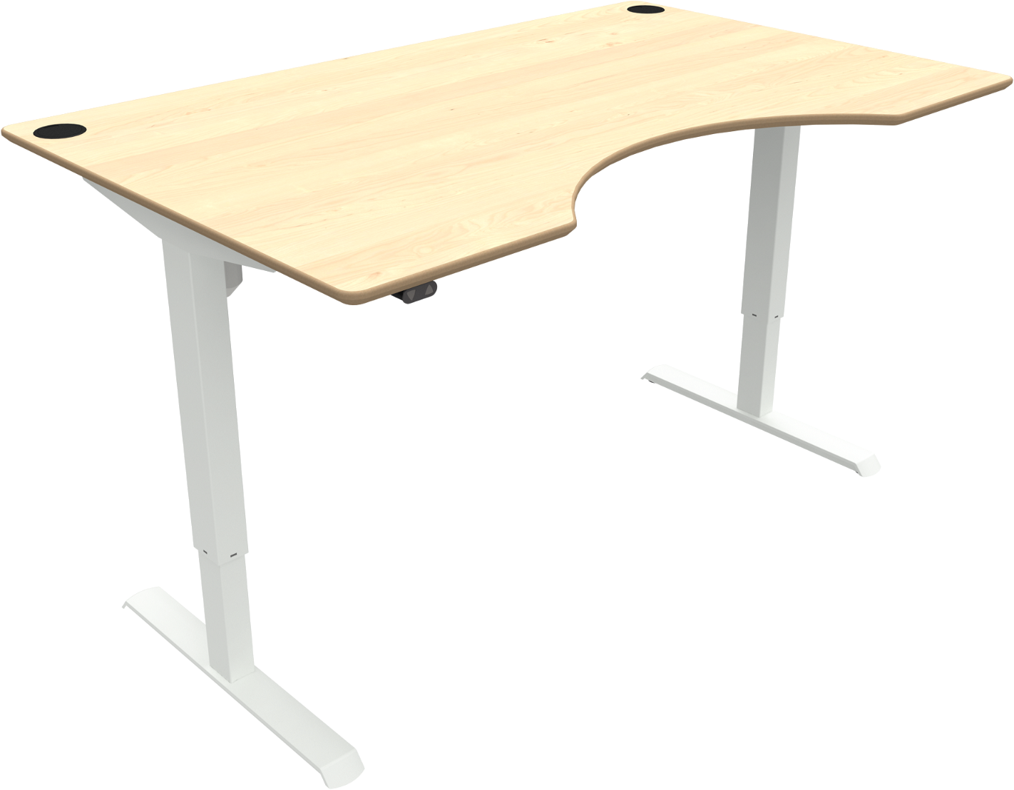 Adaptdesk To-bens Hæve-sænkebord Centerudskæring Naturhvid H118x160x100 Cm Ahorn  5704142142325|570414