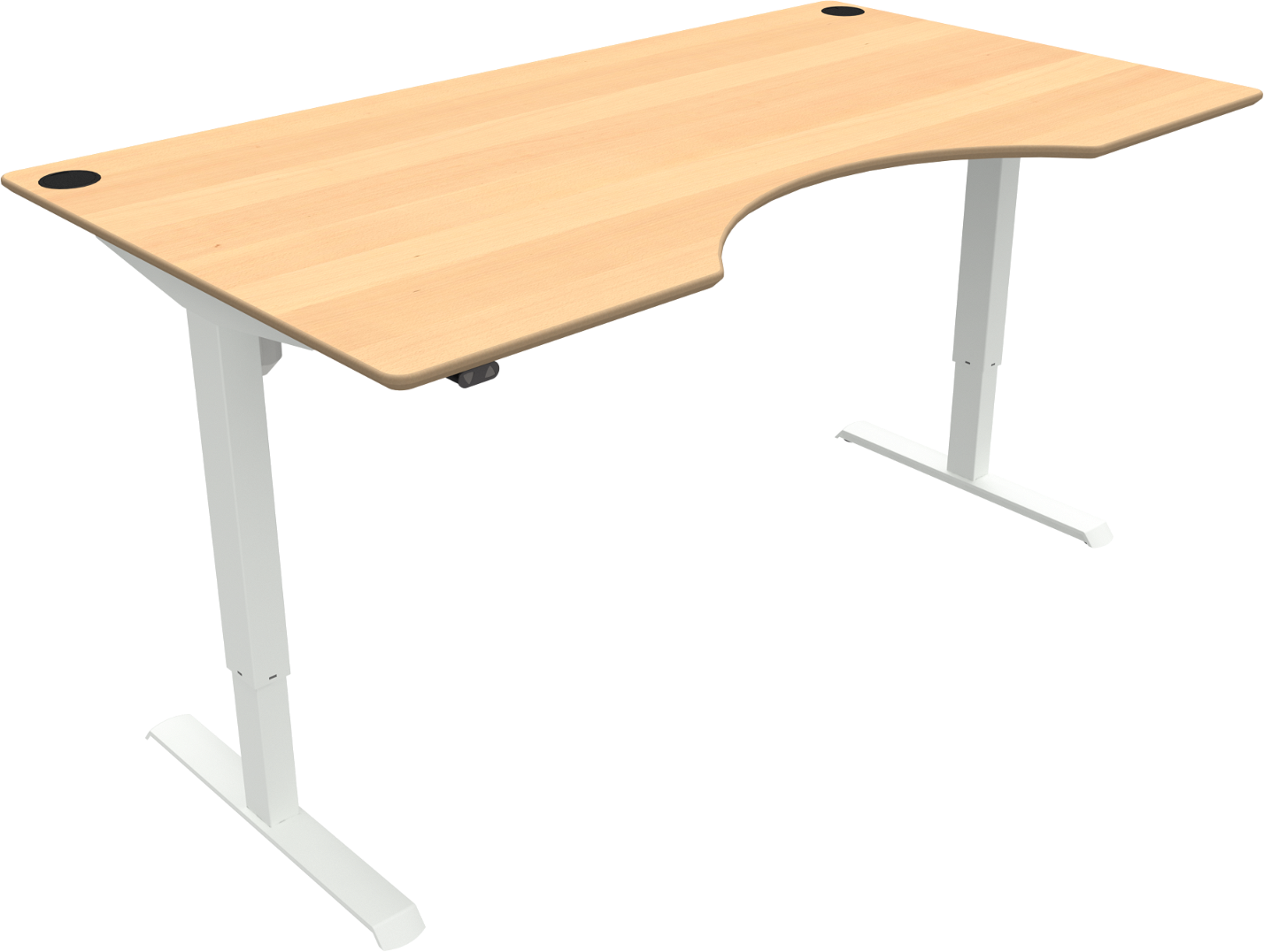 Adaptdesk To-bens Hæve-sænkebord Centerudskæring Naturhvid H118x180x100 Cm Bøg  5704142142325|570414