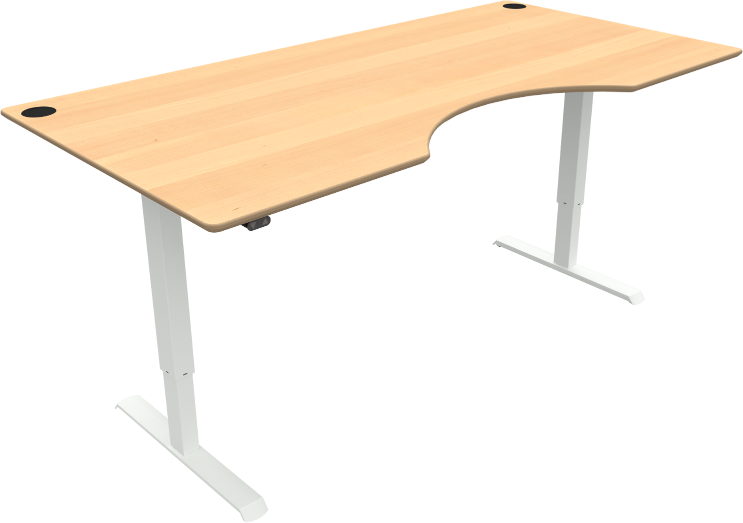 Adaptdesk To-bens Hæve-sænkebord Centerudskæring Naturhvid H118x200x100 Cm Bøg  5704142142325|570414