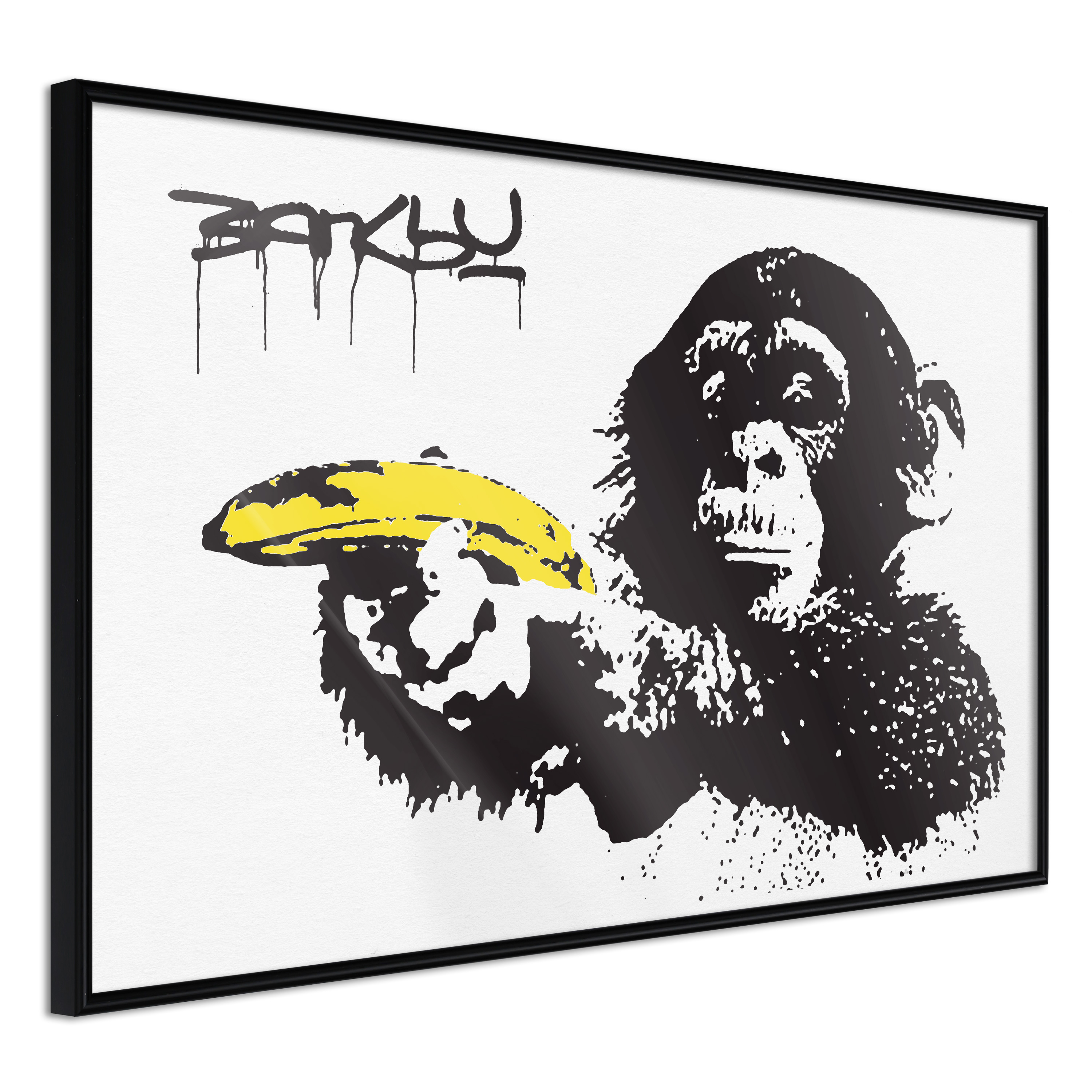 Artgeist Plakat Med Ramme - Banksy: Banana Gun I Sort 30x20  5901493664401