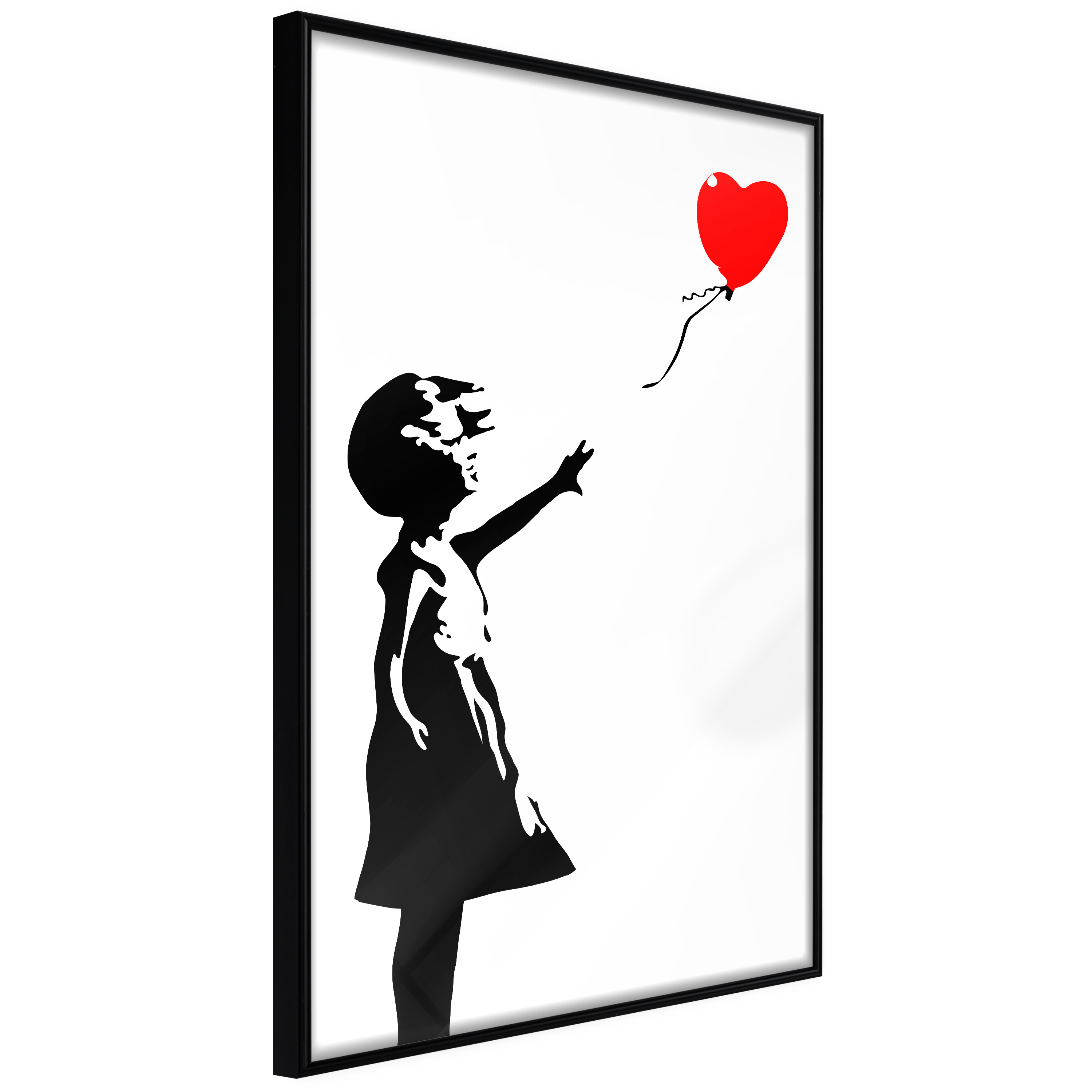 Artgeist Plakat Med Ramme - Banksy: Girl With Balloon I Sort 20x30  5901493687981