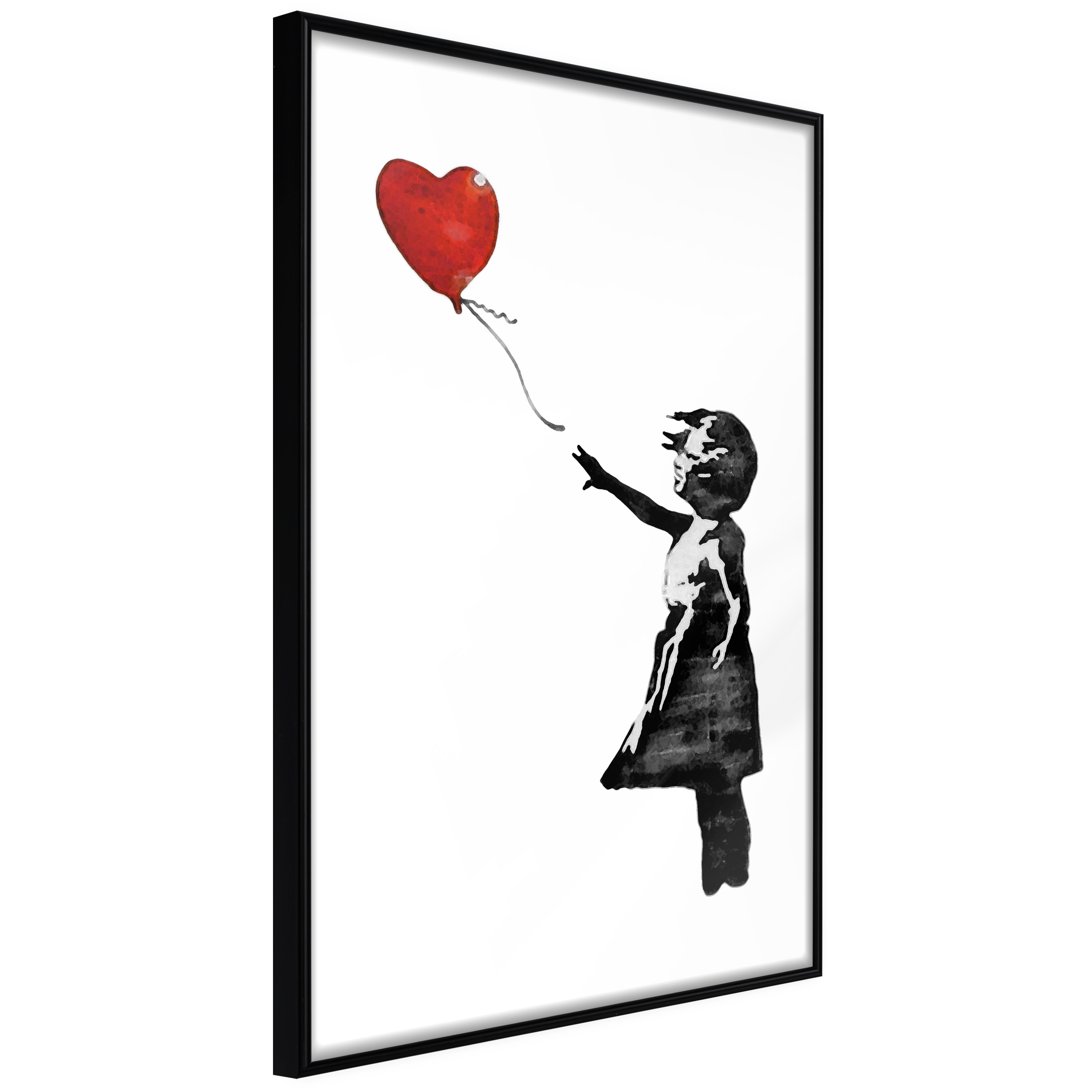 Artgeist Plakat Med Ramme - Banksy: Girl With Balloon Ii Sort 20x30  5904419656559