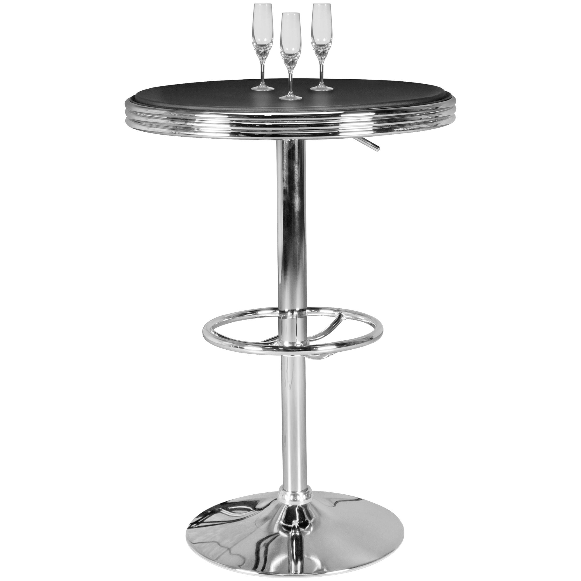 American Diner Barbord Elvis Rundt ø 60 Cm Aluminium Betrukket Med Kunstlæder På Bordoverfladen  4250950239814