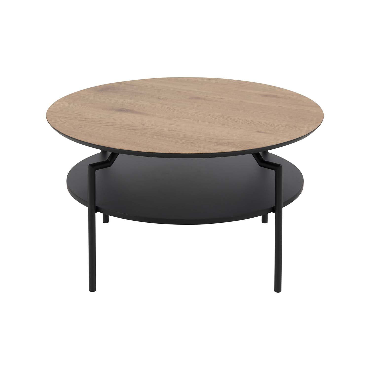 Act Nordic Rund Goldington Sofabord M Hylde - Natur Papir Vild Eg Sort Mdf Og Sort Metal ø:80  5713941014238
