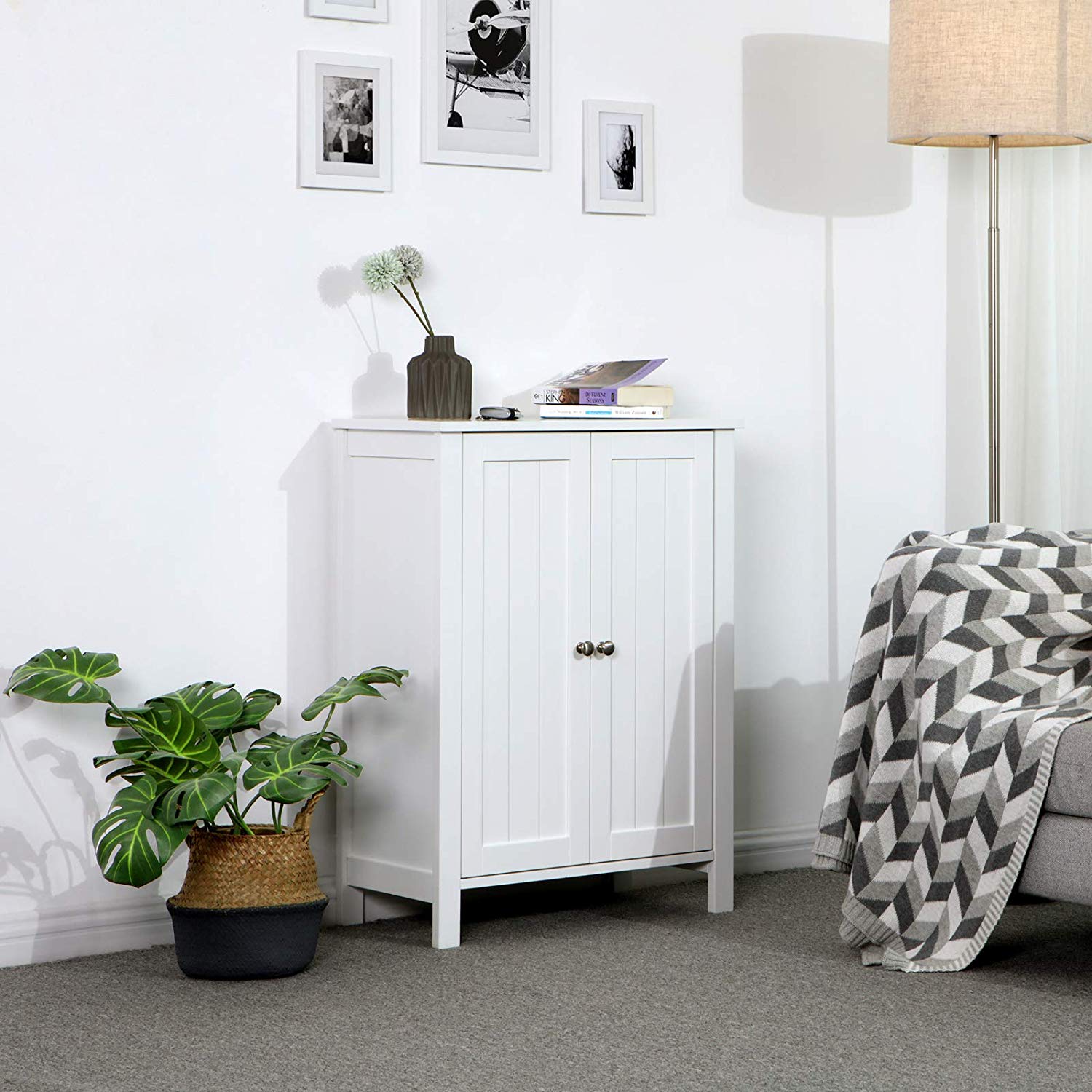 Fritstående Skab Med To Skabslåger 60x80x30 Cm Hvid